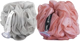Bodylife Body Buffer, Puff, Exfoliating Bath & Shower Body Pouf, Scrunchie, Body Scrubber Copper & Grey 55g Twin Pack