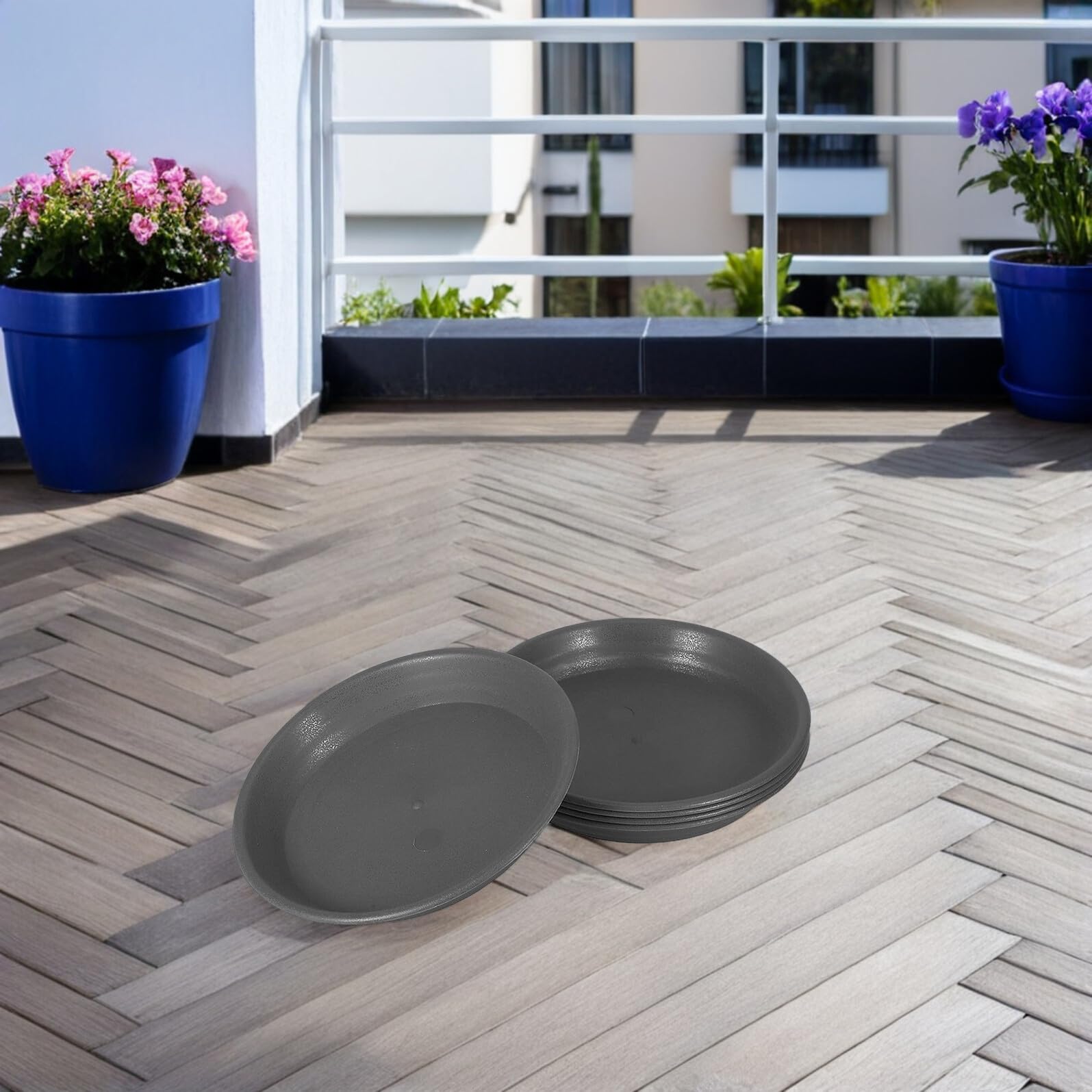 15 Platillos para Macetas de Jardín Bandejas de Drenaje Redondas de Plástico de 19 CM de Diámetro Interno Bandejas Recolectoras de Agua Resistentes para Plantas de Interior y