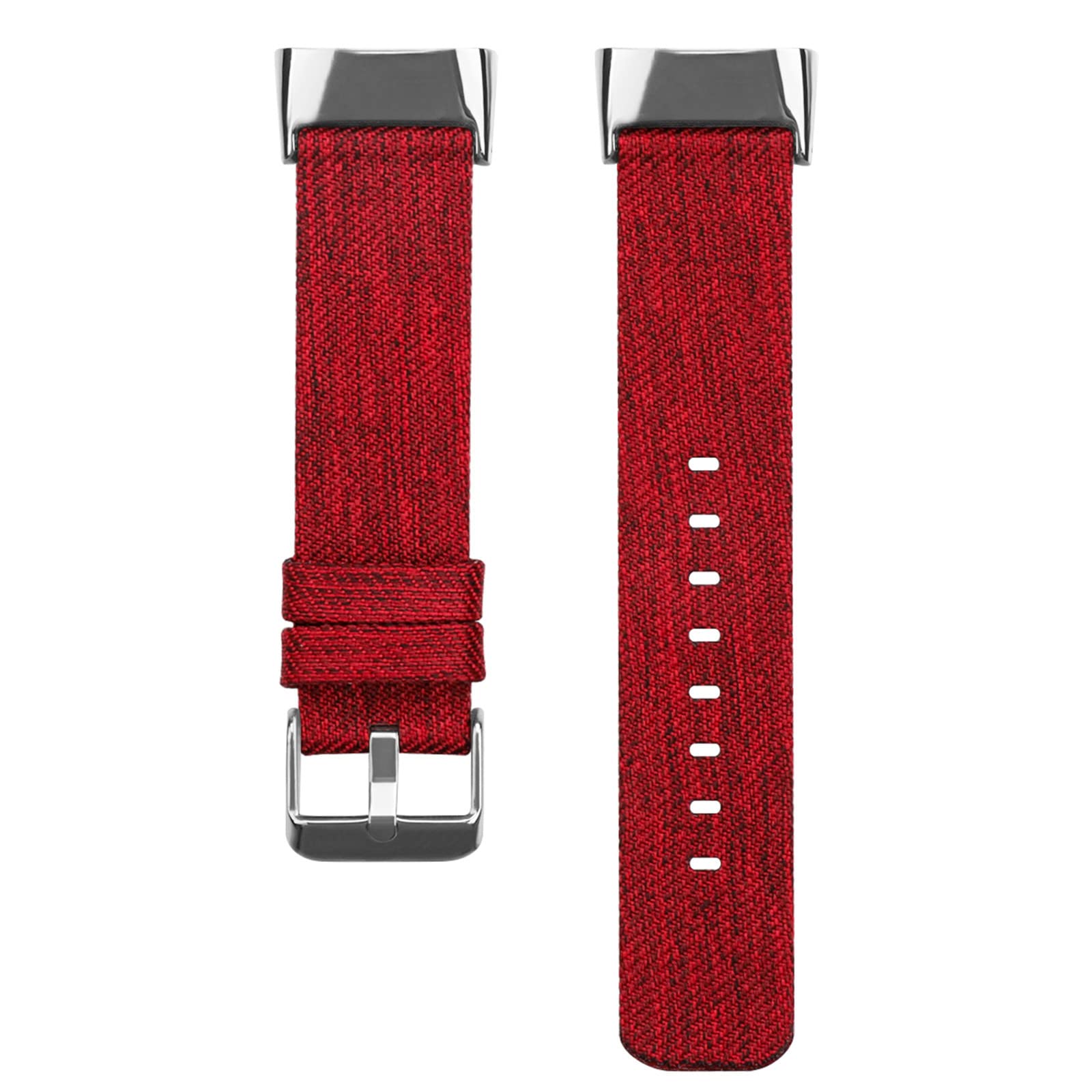Straps Compatible with Fitbit Charge 6 Strap, Soft Adjustable Breathable Woven Replacement Wristband for Women Men (Red)