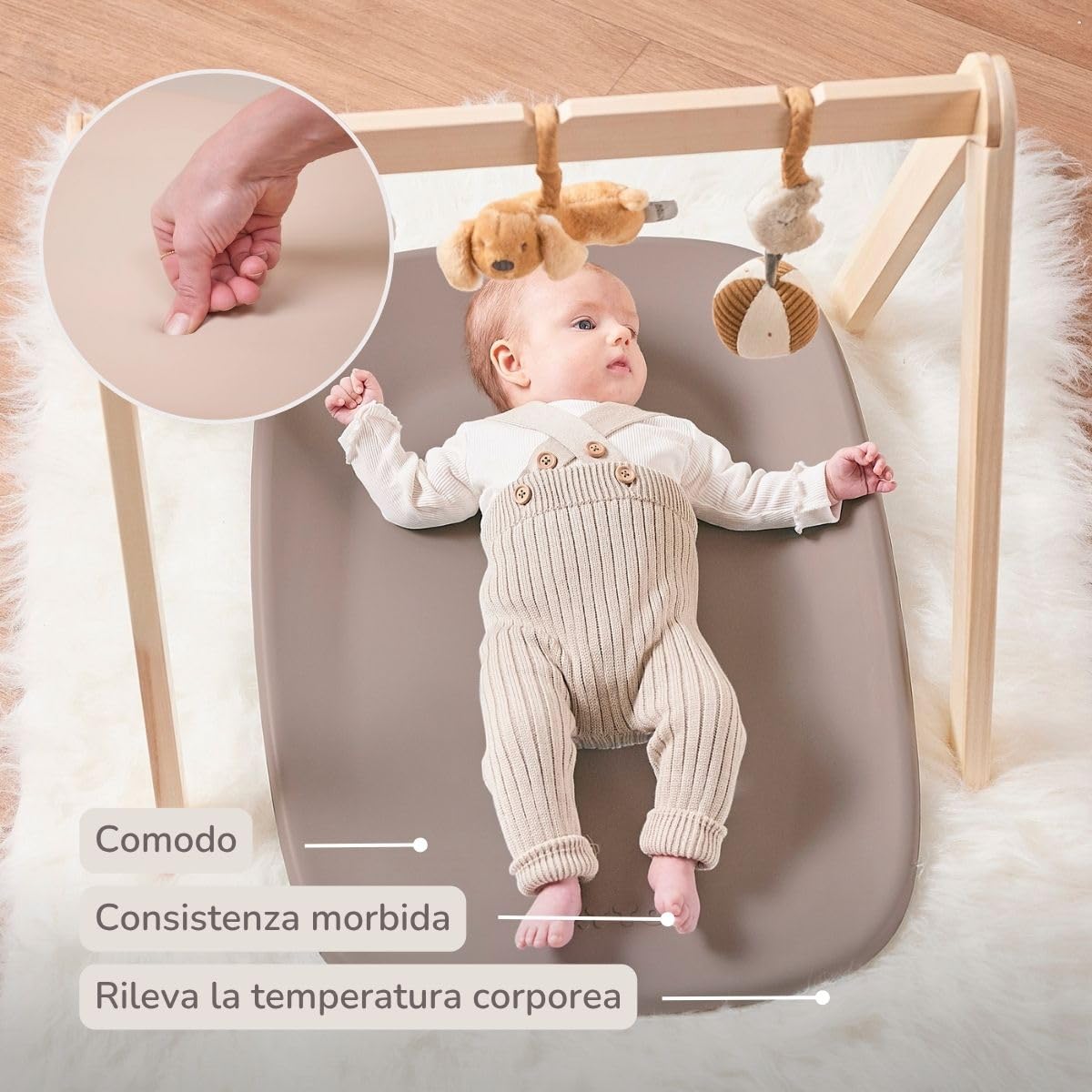 Nattou Cambiador de suave espuma de PU, lavable, 50 x 70 cm, Softy, Taupe