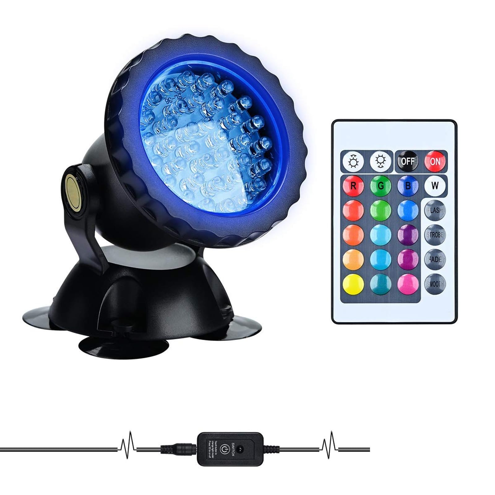 YUANCHUTOP Underwater SpotLights,Remote Control Change Color Submersible Lights, Waterproof for Garden Pond Aquarium Courtyard Pool Fountain(1 * 3W(DC12V))