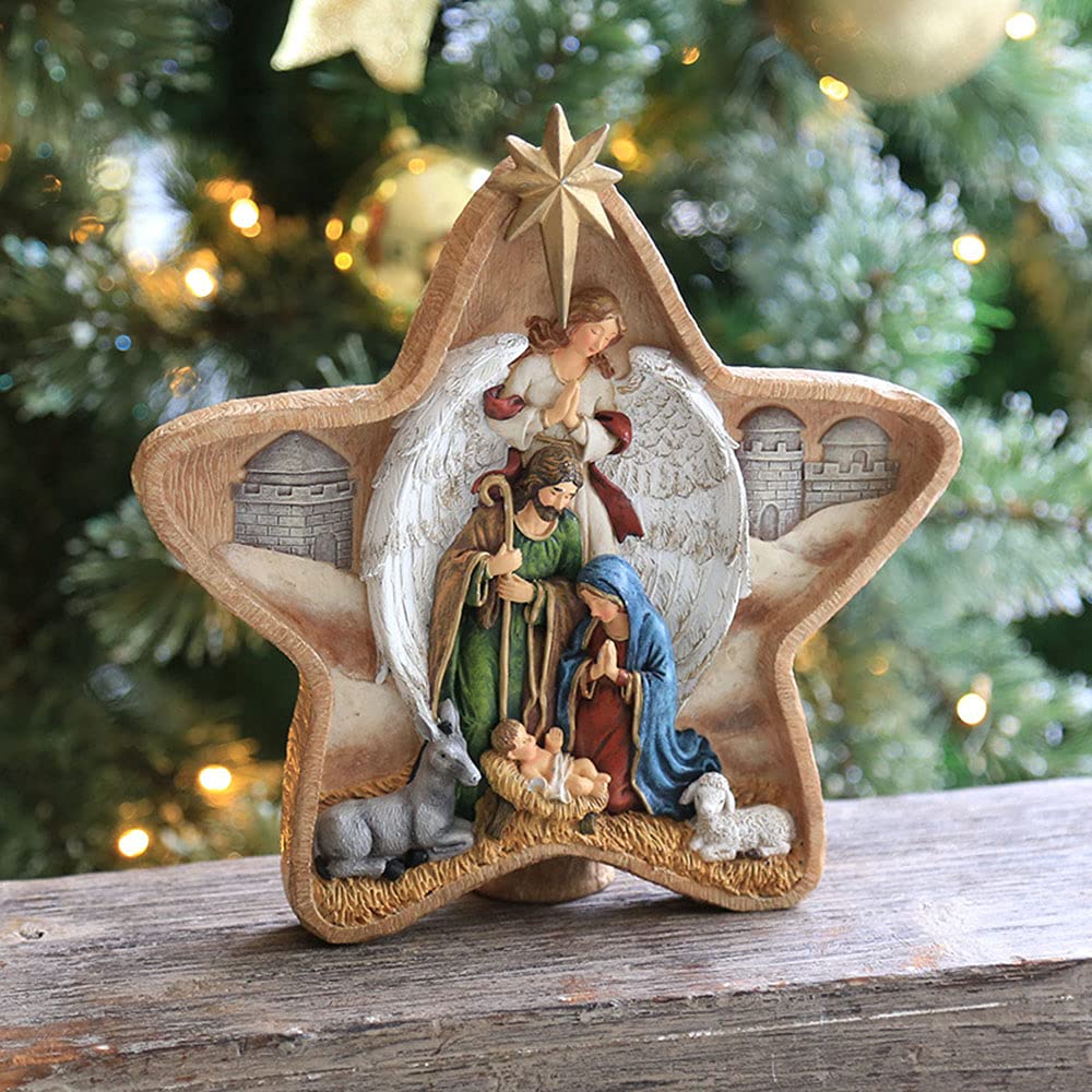 Krippenfiguren Set Jesus Bild Weihnachtsdeko Harz Krippen Figuren Weihnachtskrippe Zubehor Weihnachtstag Dekoartikel Tischkrippen Weihnachtsschmuck Weihnachtshaus Deko, B