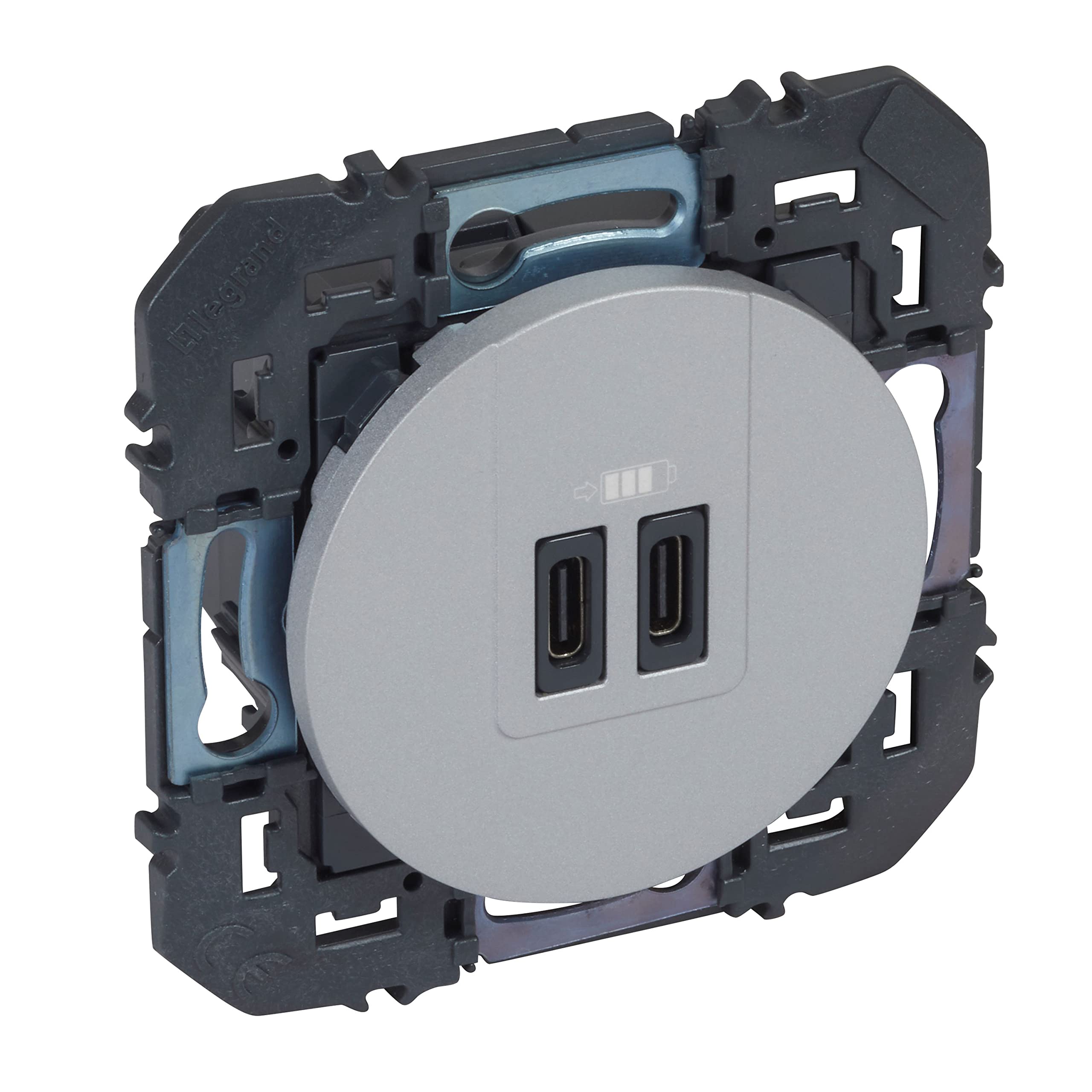Prise chargeur USB-C Legrand dooxie alu double connecteur encastrable CEE