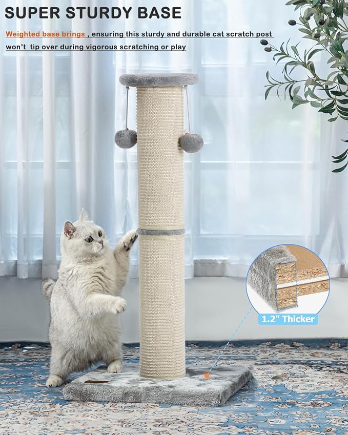 Poste de rascar para gatos de 86 cm con sisal y pelota miniatura 6