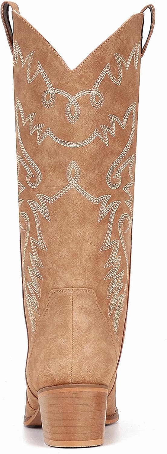 IXU Cowboy Boots Women Pointy Toe Women's Mid Calf Western Cowgirl Boots - Image 3