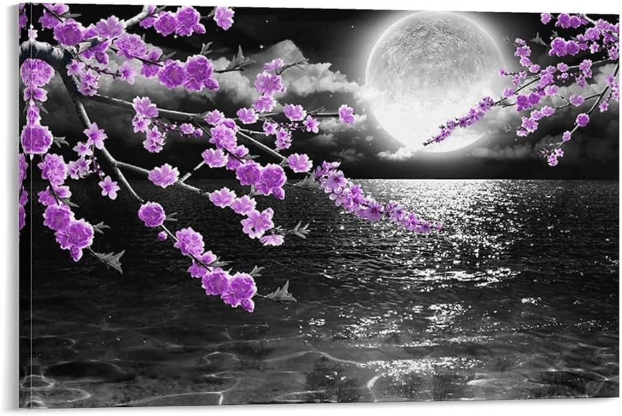 キャンバス プリントアート 満月と桜 インテリア 絵画