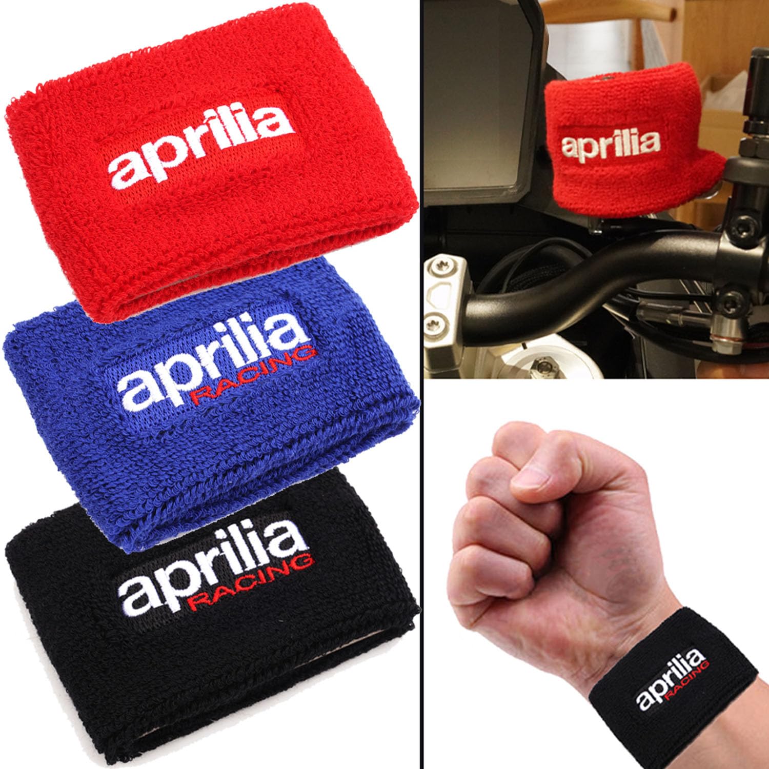 Cubre Depósito De Líquido De Frenos para Aprilia RSV4 RS660/457 RS4 50/125 Motocicletas Pulsera De Algodón Absorbente Protección contra Fugas Polvo Vibraciones,Black Style