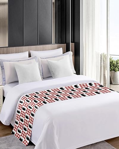 Miniatura 4 de Christmas Bed Runner Scarf Christmas Arctic Bear Buffalo Plaid Bedding Scarf Decorative Bed Runners Cover for Home Bedroom Hotel Wedding Room Bed