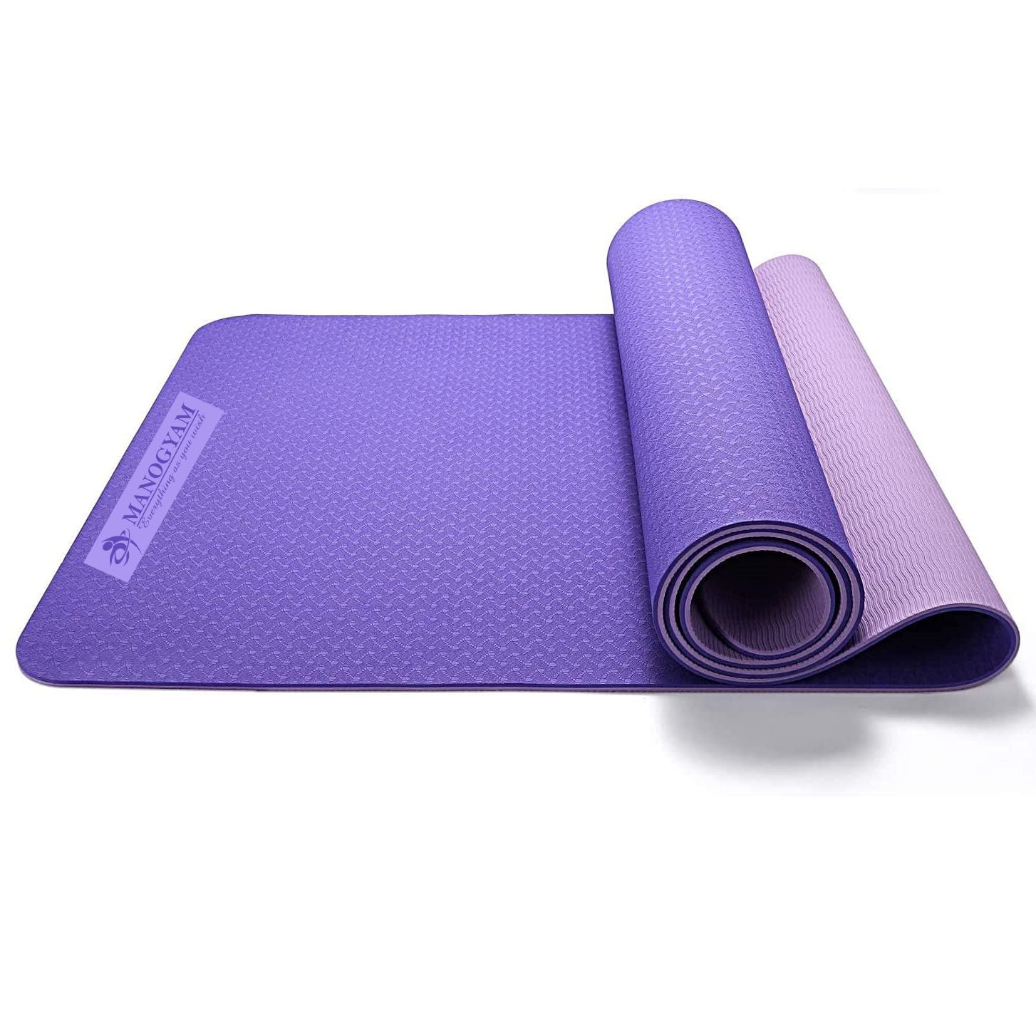 Manogyam Yoga Mat for Men & Women, Fitness Exercise Mat (Dark and Light Purple) - TPE Purple 6 mm Yoga Mat-image-6