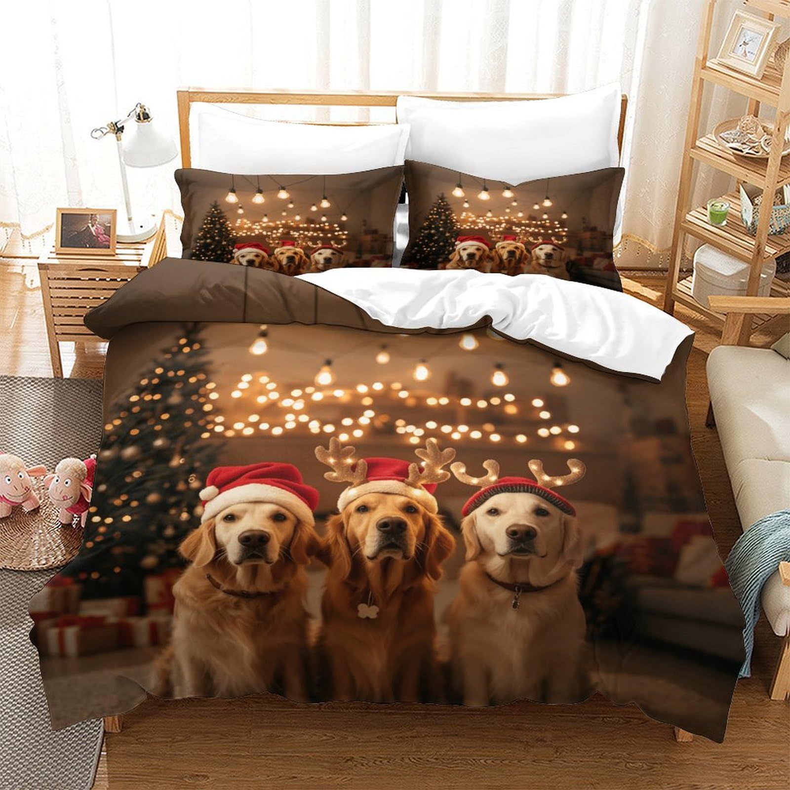 Dafufbw Girls Dogs-1 Dogs Bedding Set Finesse Microfiber Labrador Duvet Cover Set Zipper Closure Comforter Cover Ultra Soft Quilt Cover For Boys And Teens With Pillowcases King（220X240cm）