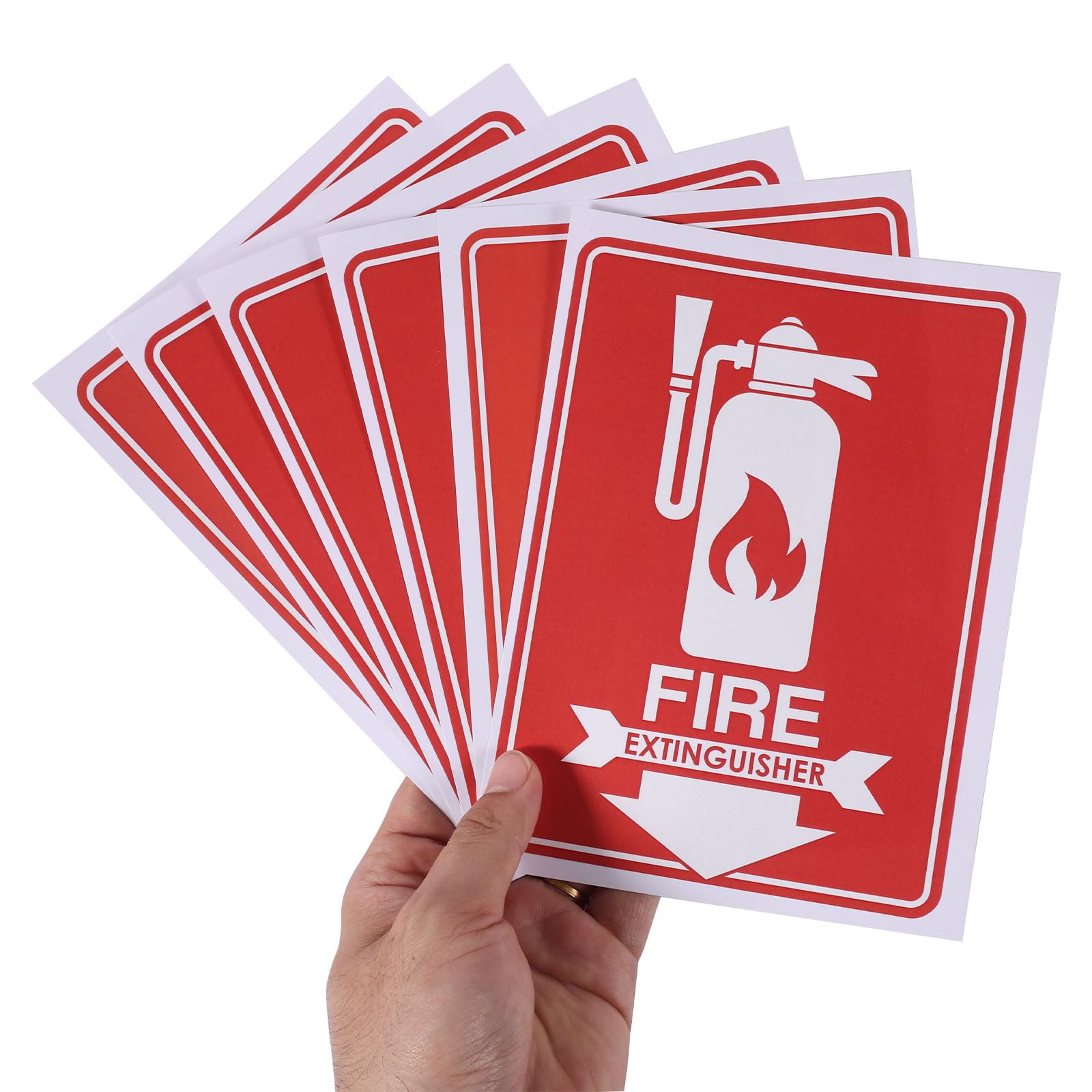 6pcs Fire Extinguisher Signs, 5.12x7.09 Inch Waterproof Fire Extinguisher Sticker with Down Arrow Self-Adhesive Decal for Business Office Home and