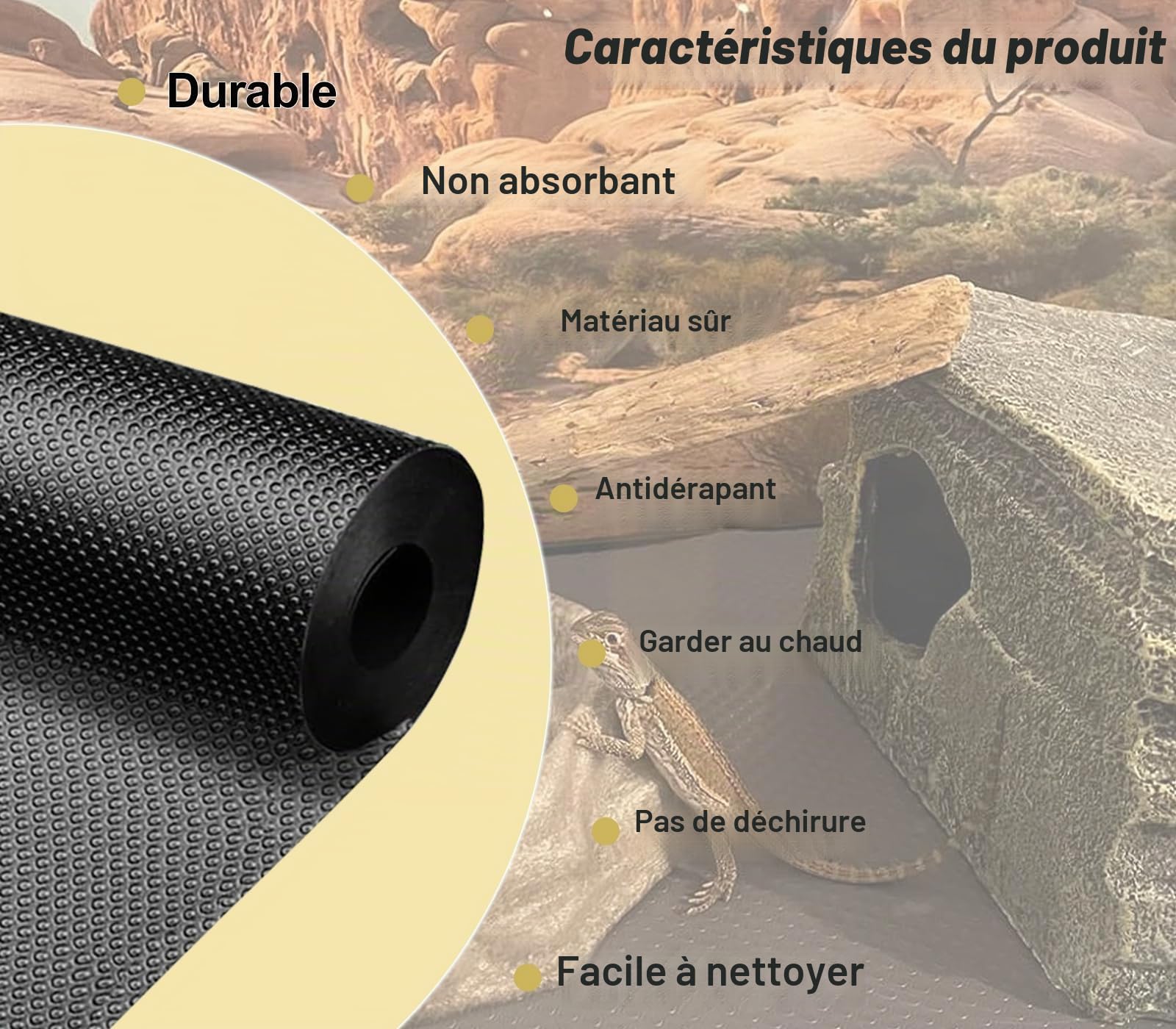 Bearded Dragon Tank Accessoires Grand 45 x 200 cm Tapis de terrarium Tapis de substrats non adhésifs pour reptiles Gecko Léopard, Serpent, Lizard, Tortoise, Iguana