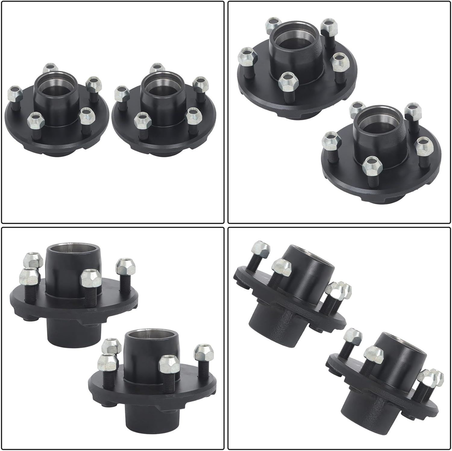 labwork 2 Sets 5 on 4.5 Inch Trailer Hub with Bearing Kit for 2000 Lbs Axles and 1-1/16 Inch Straight Spindle