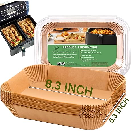 Rectangle Air Fryer Liners, Disposable Air Fryer Parchment Paper Squares for Ninja...