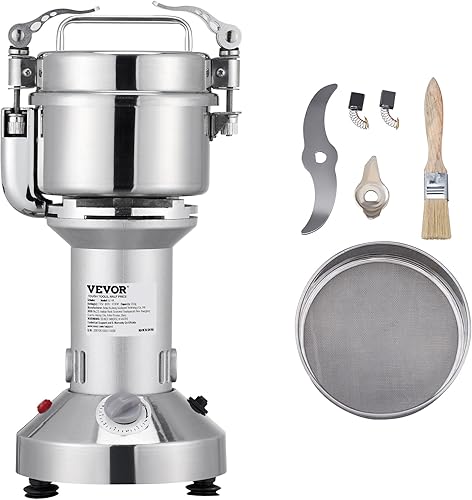 VEVOR Molinillo eléctrico de grano de 10.58 oz, molinillos de especias comerciales de alta velocidad de 1900 W, máquina pulverizadora de polvo de