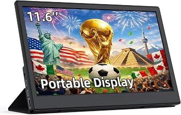 11.6 Inch Portable Monitor, Small Ultra-Slim FHD Display, Plug & Play USB-C/HDMI External Second Screen for Laptop, Smartphone, Raspberry Pi, PS5, Xbox, PC11.6