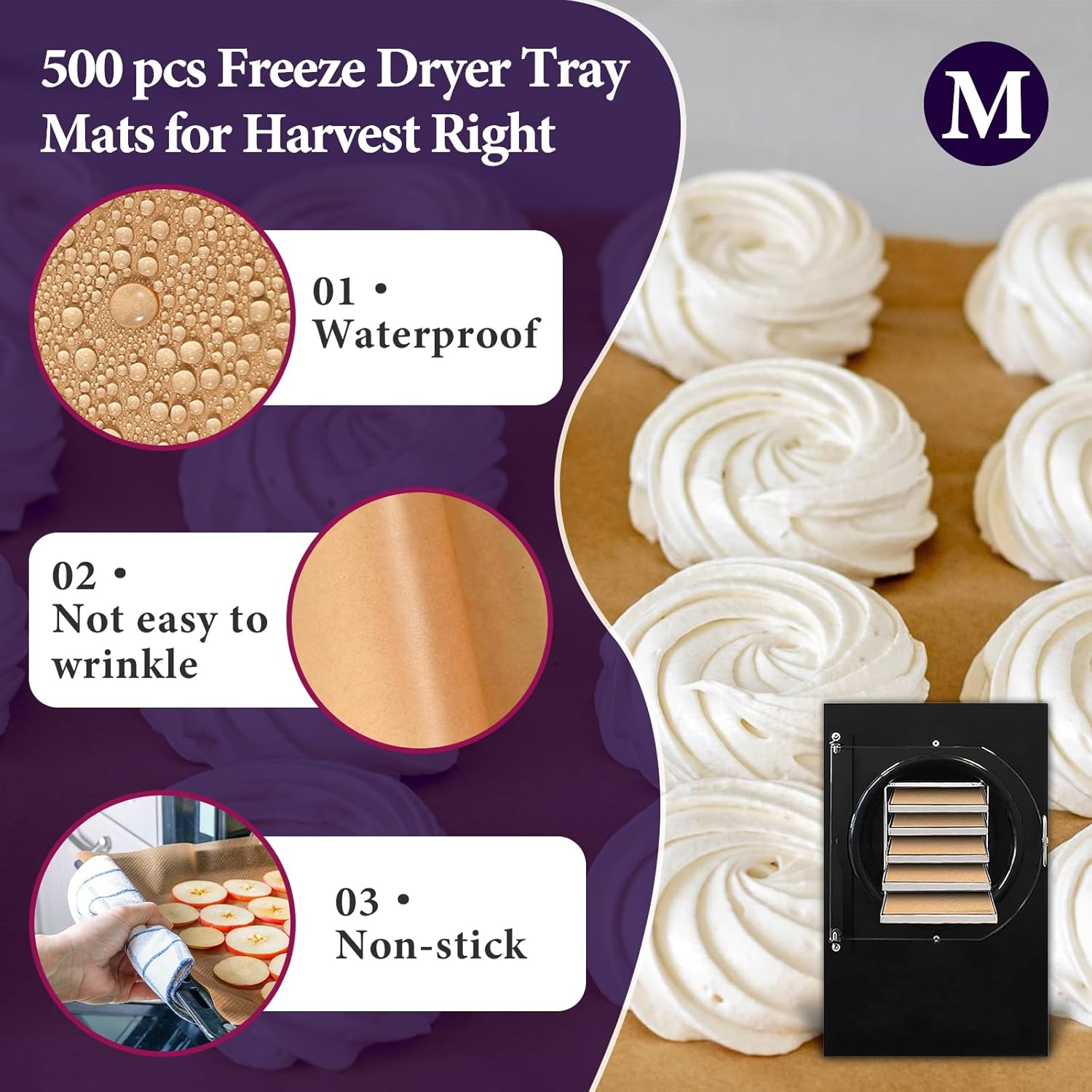 500 Packs Parchment Paper Sheets for Harvest Right Freeze Dryer - Harvest Right Freeze Dryer Accessories for Medium Trays, Parchment Sheets, Freeze Dryer Tray Mats for Harvest Right(17" x 6.8")