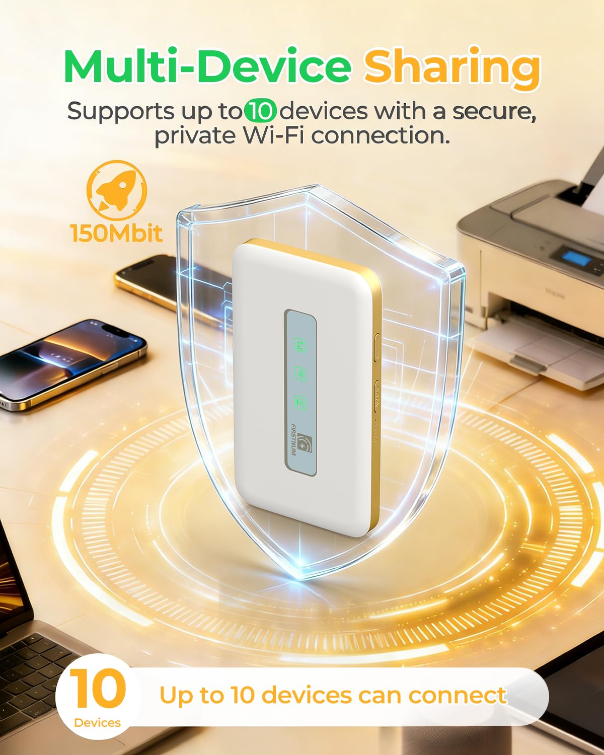 Router inalámbrico móvil M5, punto de acceso móvil 4G LTE, WiFi portátil para viajes sin contrato y tarjeta SIM, router de viaje en más de 150 países con volumen de datos gratuito de 1 Gb por