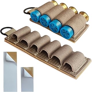 12 Gauge Shell Holder, Velcro Shotgun Shell Holder with Adhesive Backing Sticker, Mollle Shotgun Cartridge Card for Buttstock and Side Saddle, Ammo Carrier 12ga
