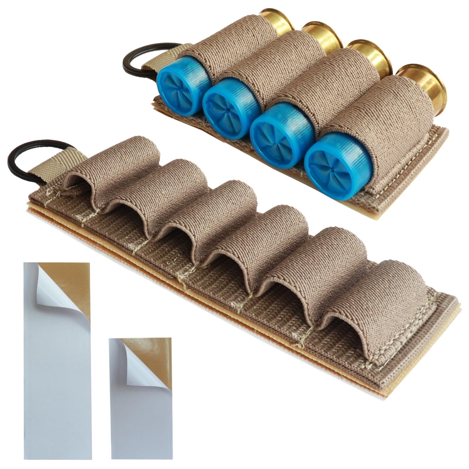 12 Gauge Shell Holder, Velcro Shotgun Shell Holder with Adhesive Backing Sticker, Mollle Shotgun Cartridge Card for Buttstock and Side Saddle, Ammo Carrier 12ga