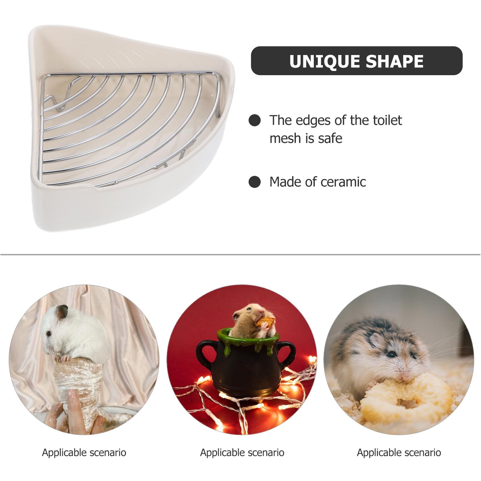 SHINEOFI Lettiera in Ceramica Triangolare per Cavie e Criceti, Resistente alla Ruggine e all’Usura, per Bagno o Ufficio, Comoda Toilette per Piccoli Animali Domestici