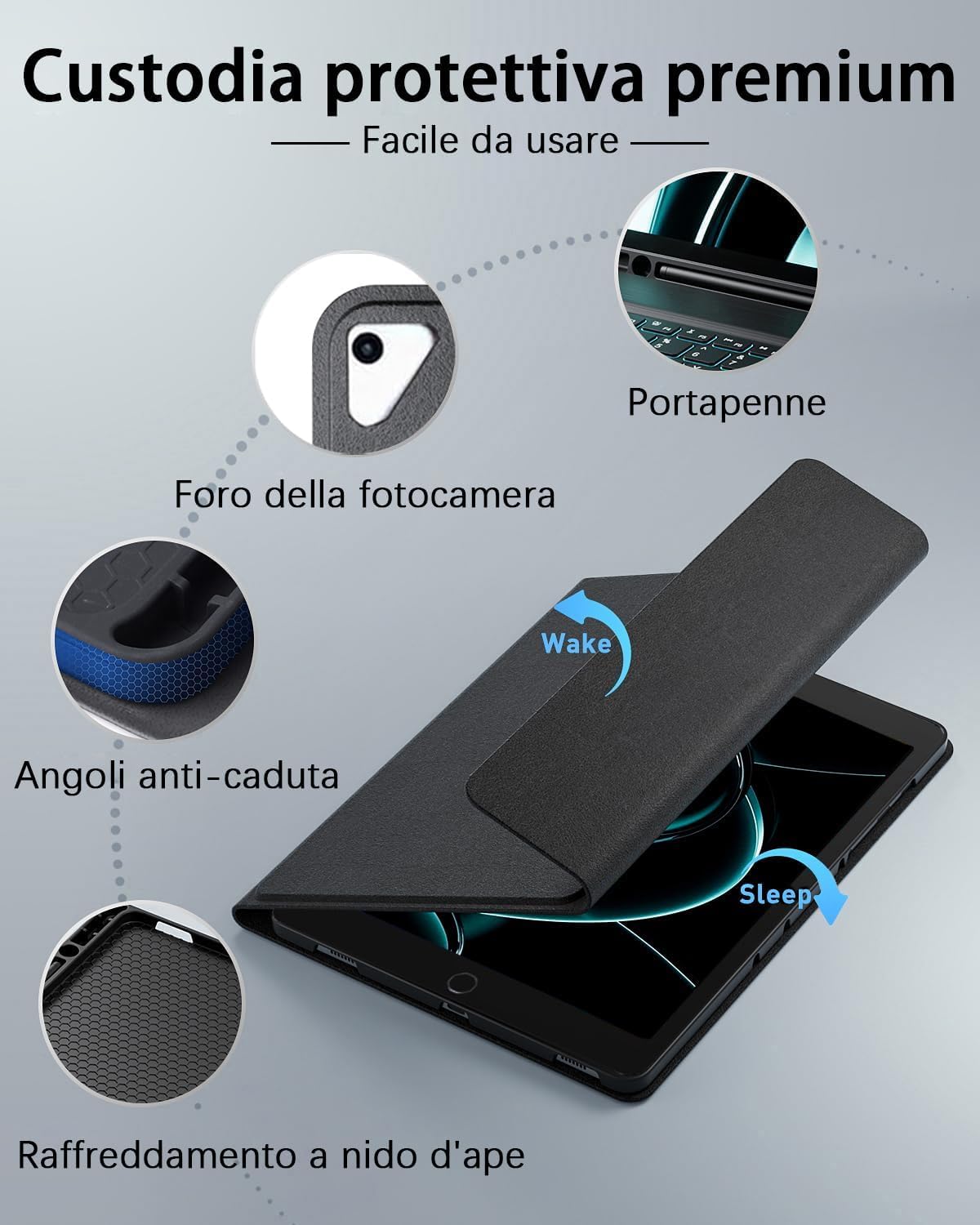 iPad A16 11 Generation 2025 iPad 10 Generation 2022 10.9-11 Pollici Cover Custodia Protettiva con Tastiera Retroilluminata Bluetooth Italiano QWERTY e Mouse Nero