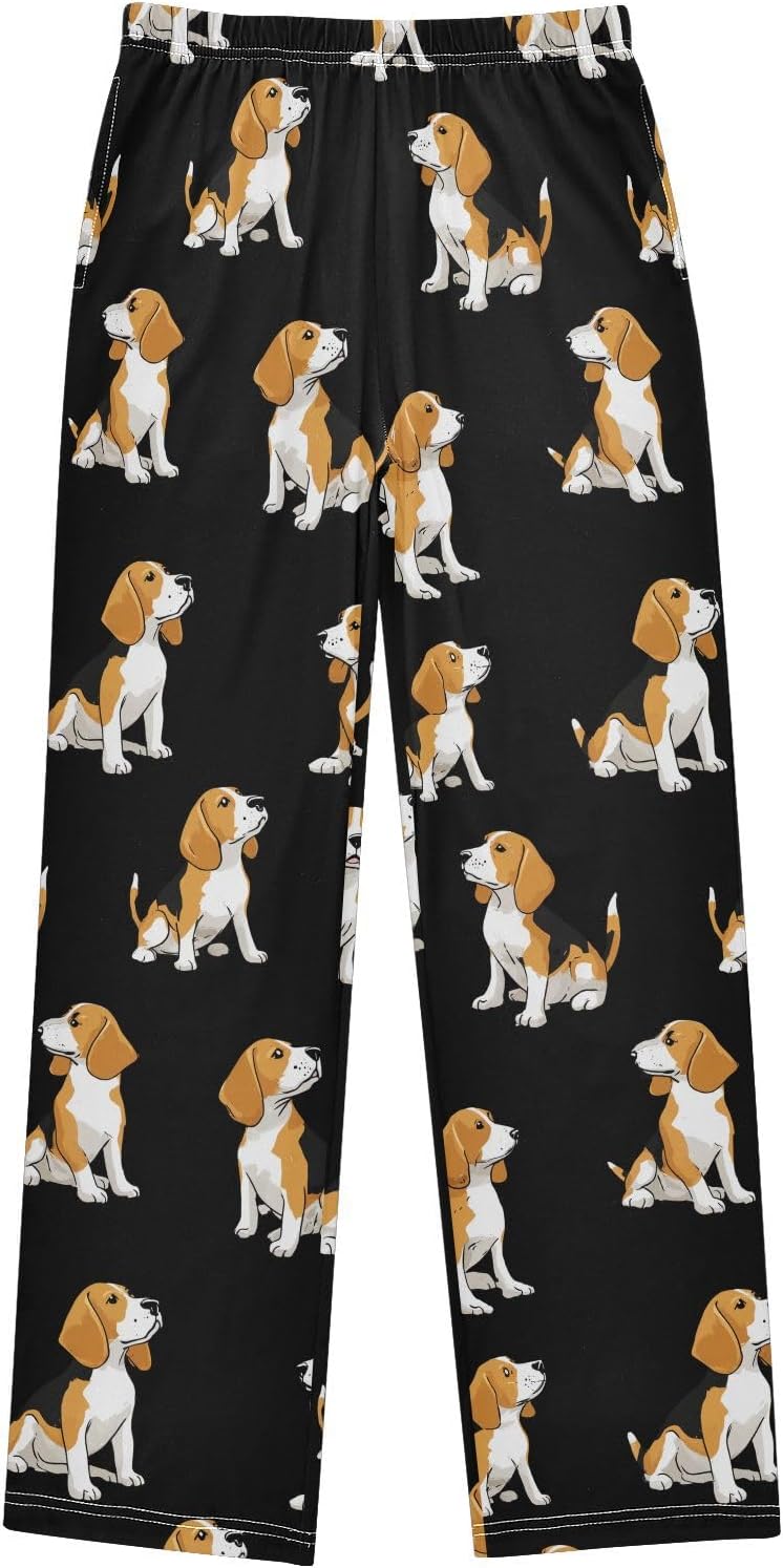 visesunny Boys' Pants Cute Beagle Dogs Jogger Pants Elastic Waist Long Bottoms Trousers S-XL