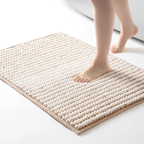 Miniatura 24 de FRESHMINT Alfombra de baño de felpilla Chunky Ombre 17"x24", pequeñas alfombras de baño suaves y absorbentes al agua para el piso del baño, gruesas
