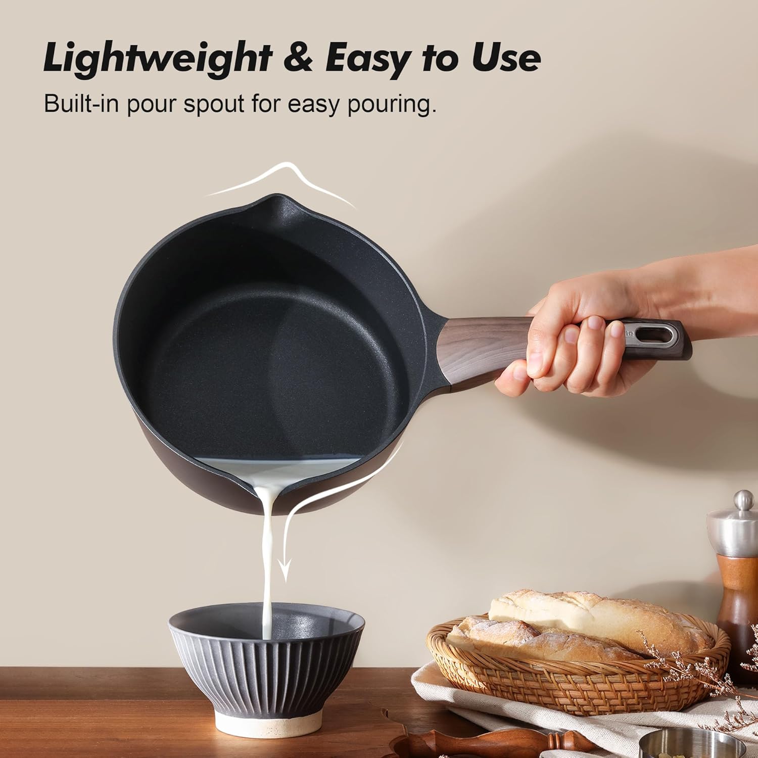 SENSARTE Nonstick Sauce Pan with Lid, 3.0 Quart Saucepan with Double Spout, Multipurpose Large Cooking Pot, Non toxic Kitchen Sauce Pot, Non stick Saucier Pan, Induction Comptable, PFOA Free - Image 6