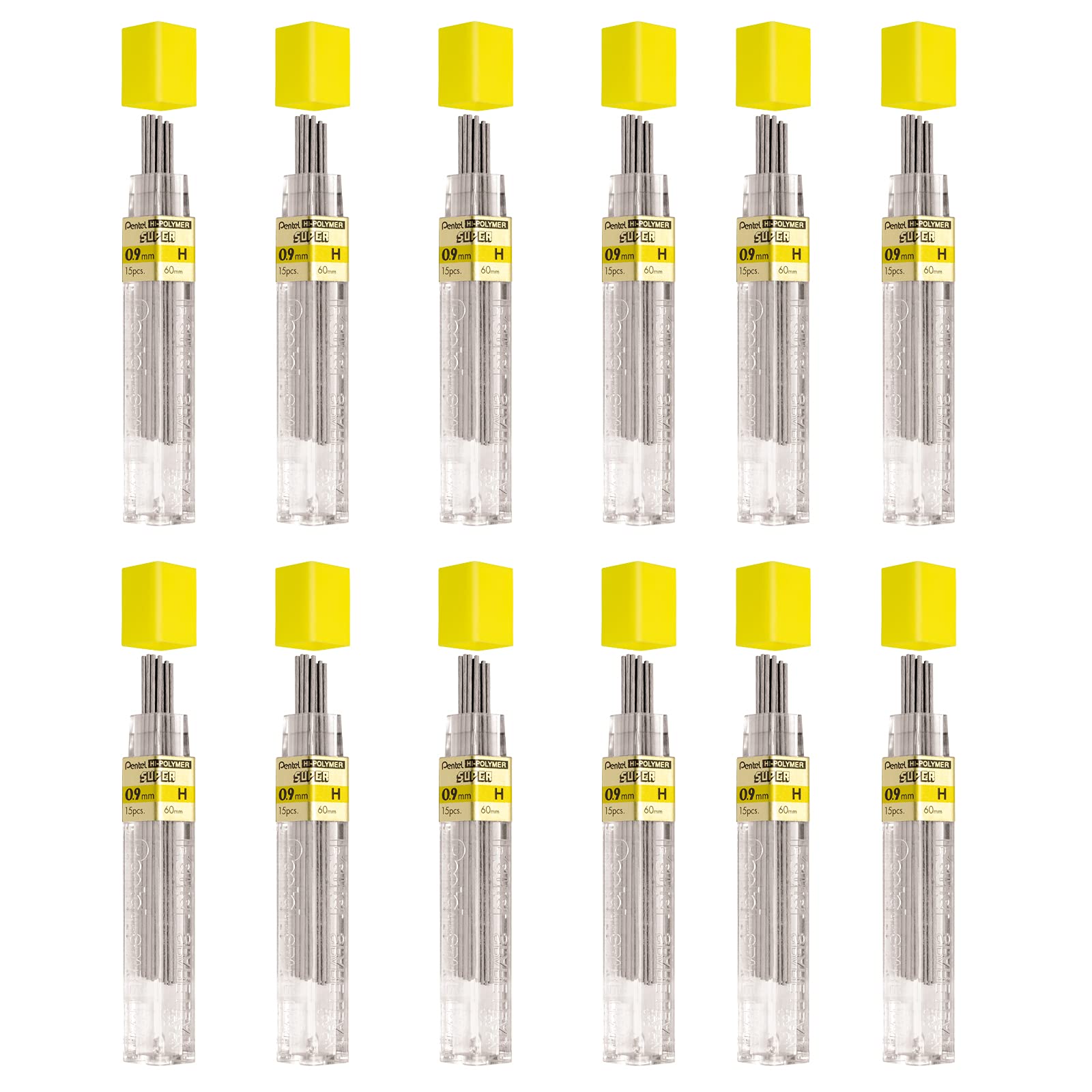 Super Hi-Polymer 0.9 mm Grade H Refill Lead (Pack of 12)