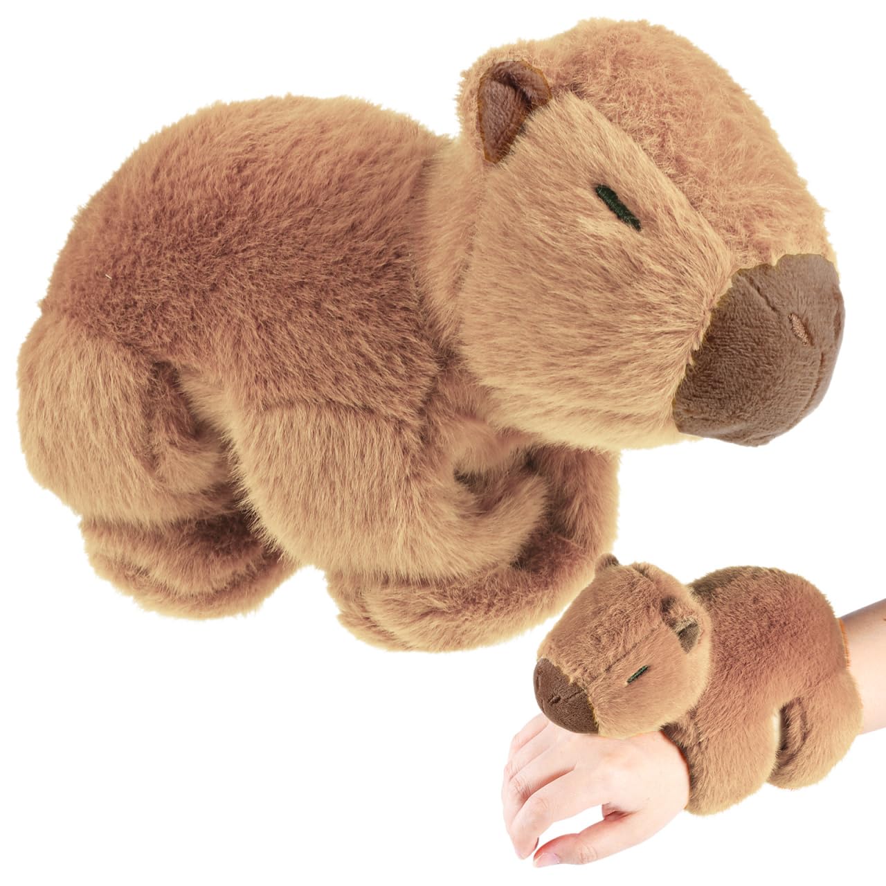 Abaodam Capybara Plush Slap Bracelet, Stuffed Animal Cuff Wristband for Kids, Cute Cartoon Capybara Animal Hugger for Dress Up, Party Favors