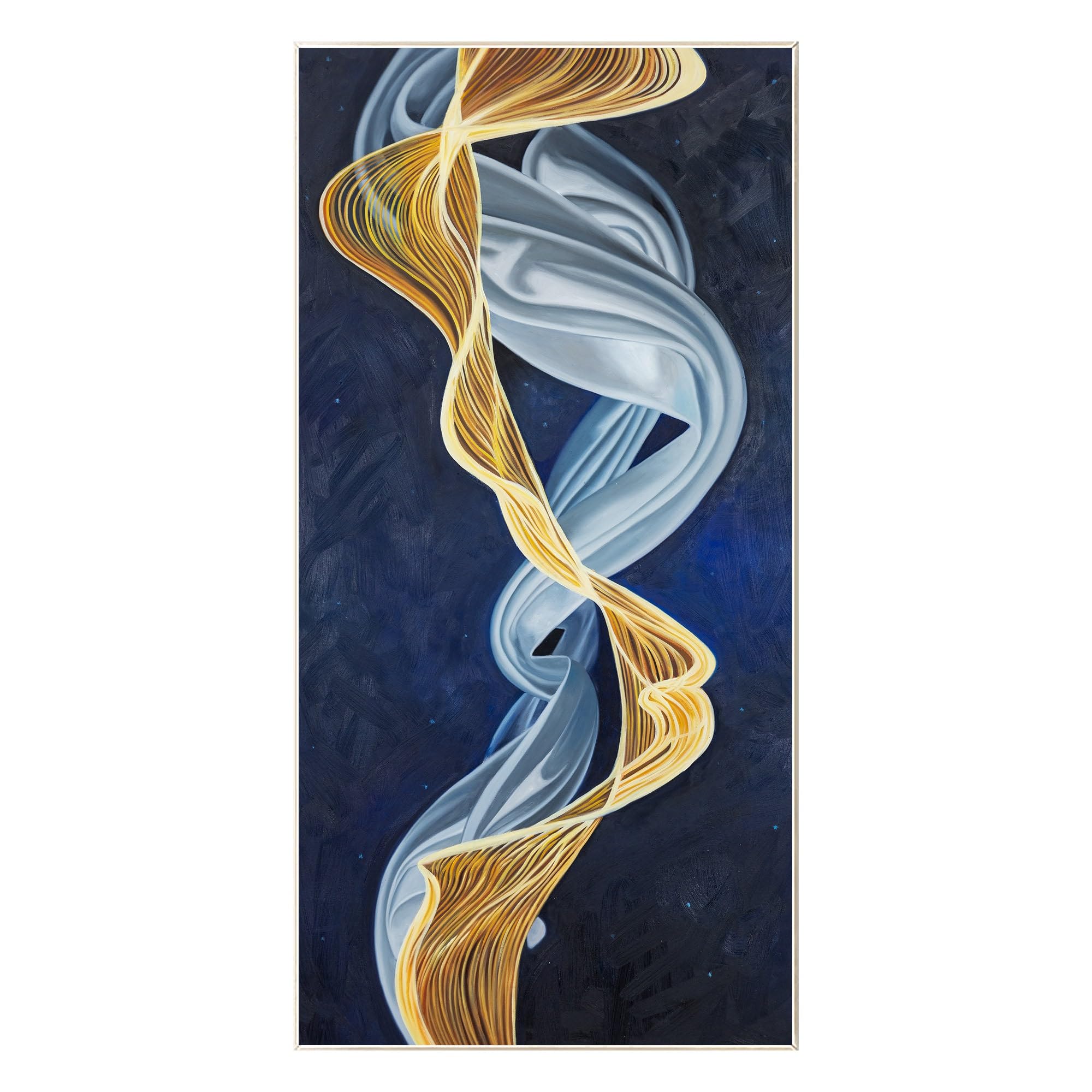 TONGYINLI Blue and Gold Posters and Prints, Abstract Ribbon Painting: Luxury Canvas Wall Art, for Living Room Home Decor Mural(40x80cm/Internal Frame)