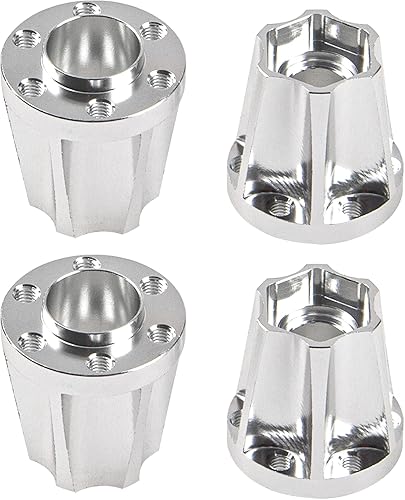 Miniatura 15 de Metal RC Cubo Hexagonal de Rueda de 12 mm Extensión Combinador Compatible con Llanta de 1.9/2.2 pulgadas Axial SCX10 Traxxas TRX4 D90 1/10 RC Negro