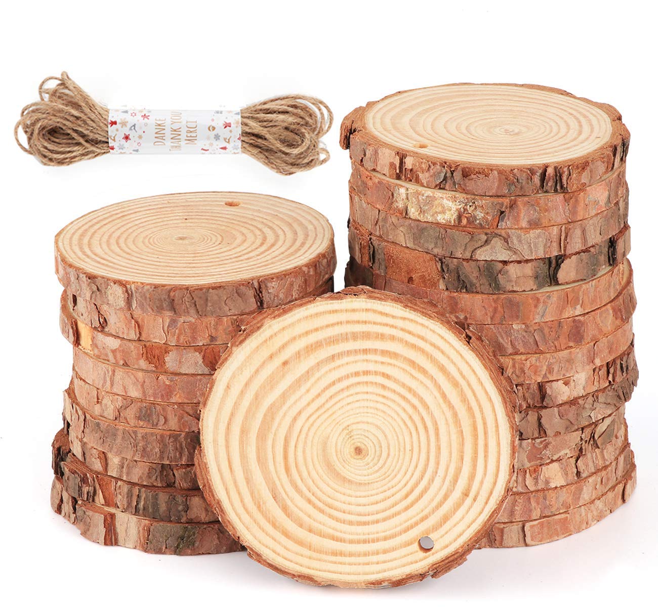 8 sottobicchieri in legno grezzo con cuscinetti antiscivolo per