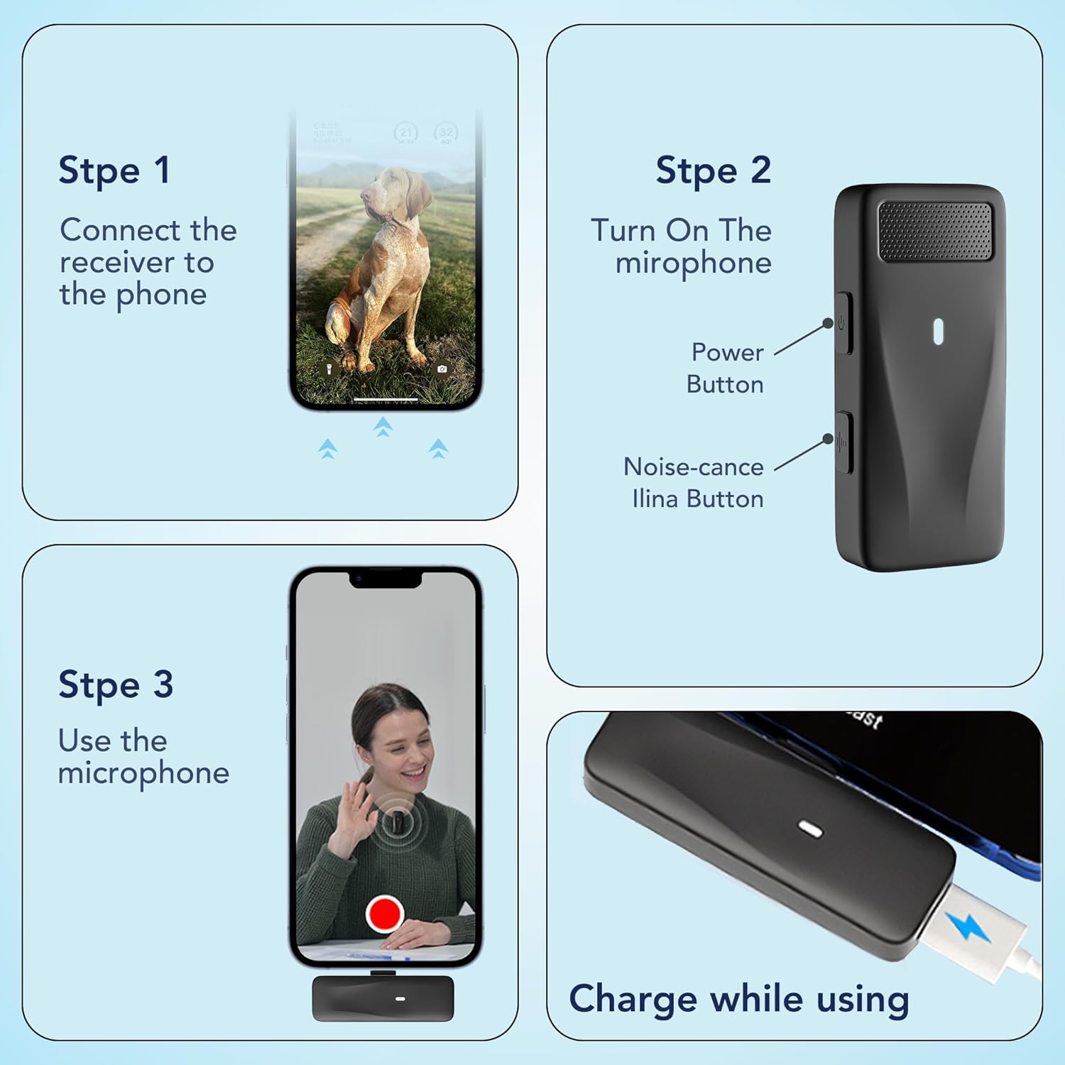 threesheep Wireless Microphone for iPhone 17/16/15 & Android, USB-C Lavalier Lapel Mic for Video Recording, iPhone Microphone for Vlog TikTok YouTube, Noise Reduction, 24H Charging Case