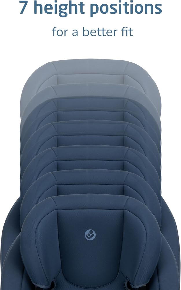 Maxi-Cosi RodiSport Kids Booster Car Seat, High-Back, Backless Booster, 7-Position Headrest, Easy Latch System, Reclining Chair, Belt Guide, Fits 40-100 lbs, 43.4-57 in, Seafaring