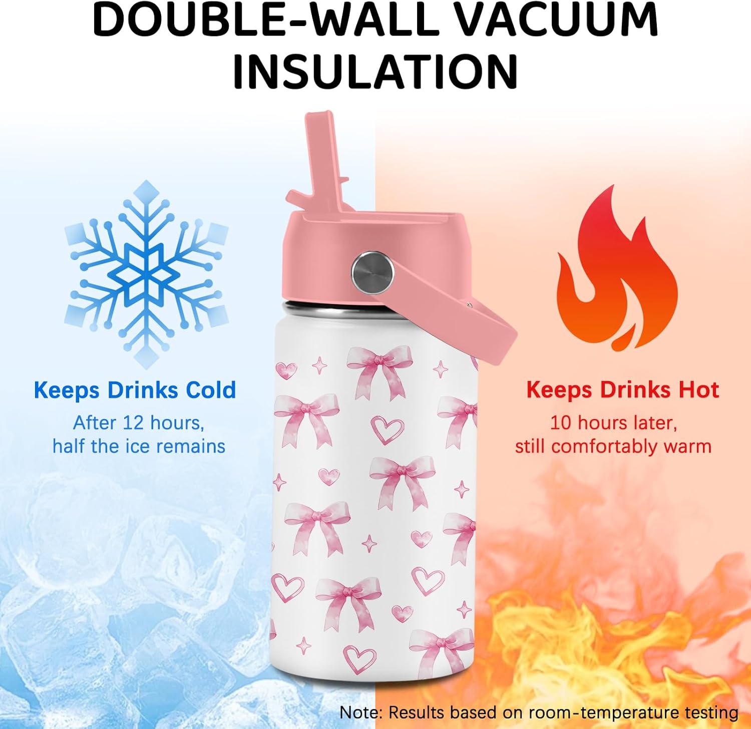 Bow Water Bottle for Son & Daughter, Stainless Steel Insulated Tumbler with straw lid and handle, 12oz Reusable Leak-proof Bottle for Sports - Image 4