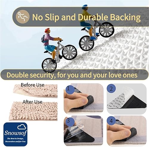 Miniatura 3 de Alfombras de baño de lujo, de 0.78 pulgadas de grosor, extra suaves, absorbentes, no se desprende, se lavan a máquina, alfombra de felpa lanuda