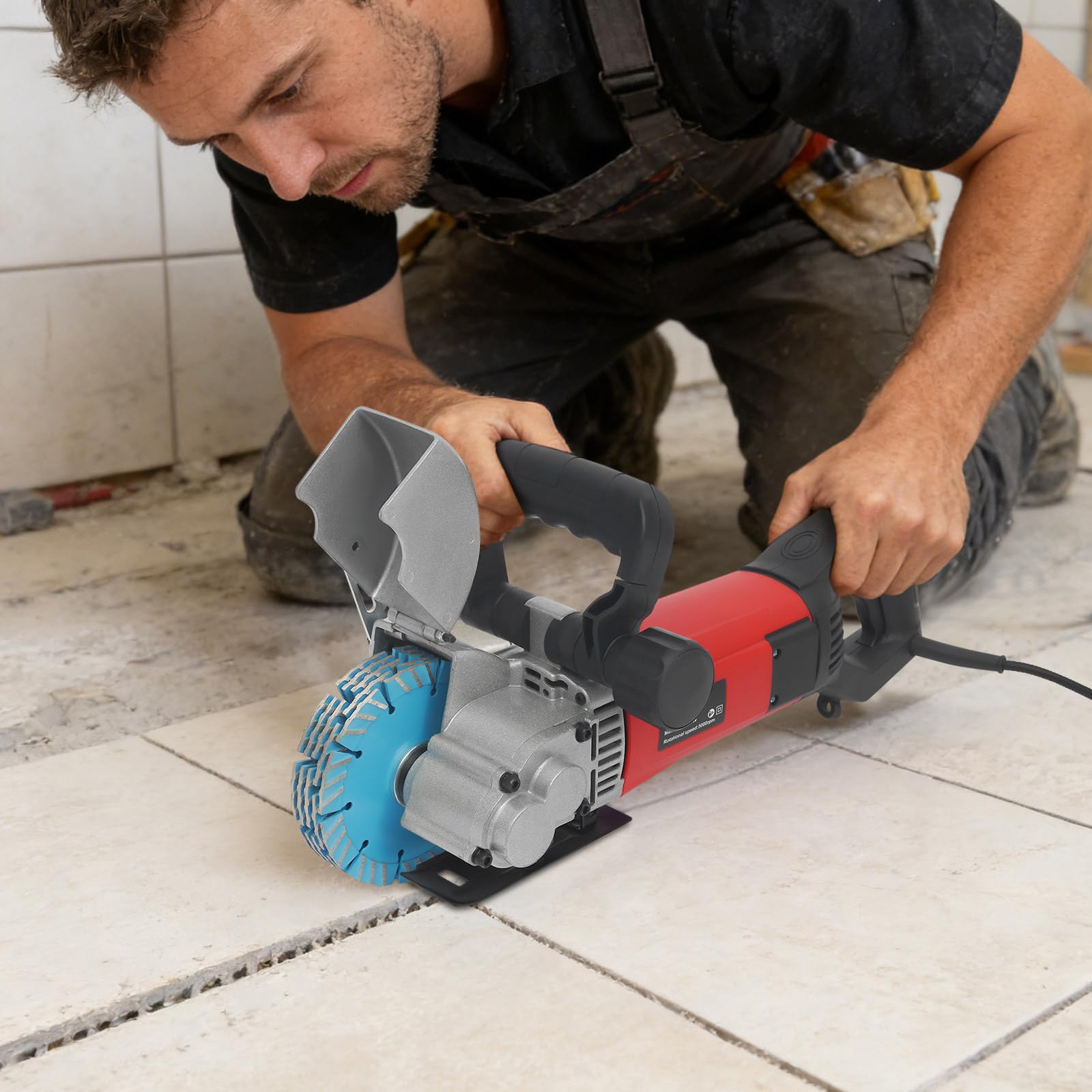 Fresa per Scanalature da Muro 2700W Professionale con Laser e Aspirazione, Fresa a Cavo per Pareti per Cemento/Marmo/Mattoni, Max. 42mm di Profondità, 5000 Giri/min, Incl. Valigetta degli Attrezzi e