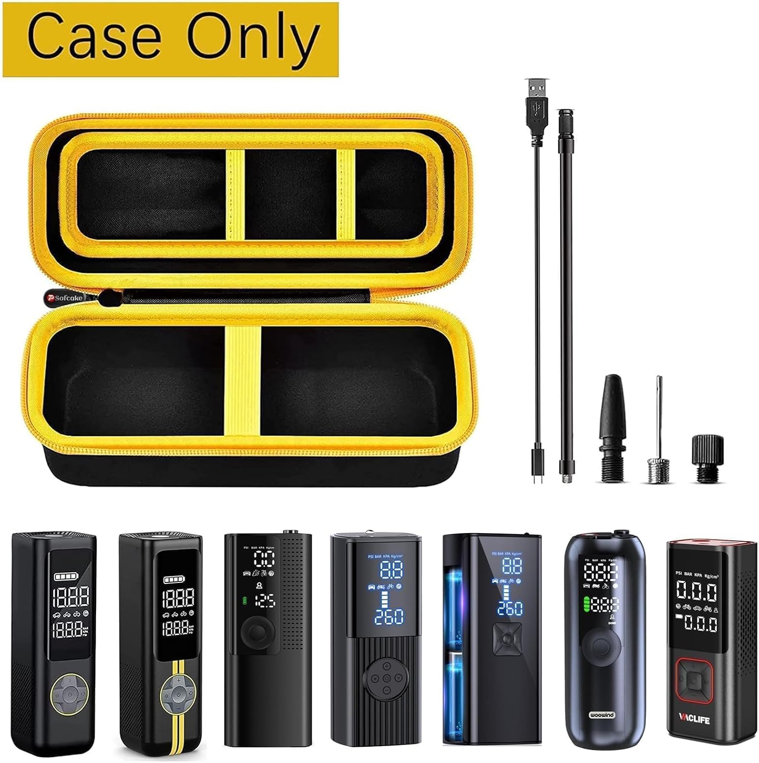 Case Compatible with Fanttik X8 for APEX/APEX EV Tire Inflator Portable Air Compressor. Storage Holder for Hafuloky for modari for OlarHike for LOLSSA for Yeskuyan Air Pump (Box Only) - Yellow