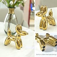 Vista 6 de Notakia Linda estatua de globo de perro de cerámica en oro, manualidades para decoración de sala de estar y escritorio, estatua de animal