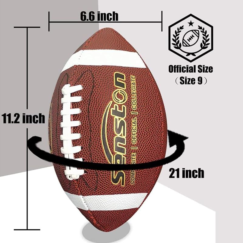 Senston Amerikai Futball Labda 5-ös Méret, Tartós Műbőr Borítás, Puha Fogású, Fiataloknak, NFL Stílusú, Barna