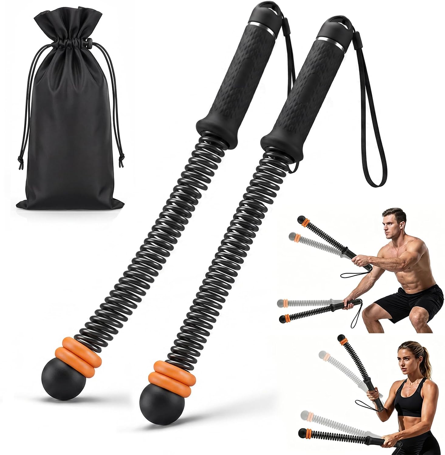 Ropeless Battle Rope Battle Rope bez liny, kompaktowy trening domowy (43 cm, 1,3 kg), cichy trening całego ciała do HIIT, siły i cardio, domowej siłowni, z torbą do noszenia