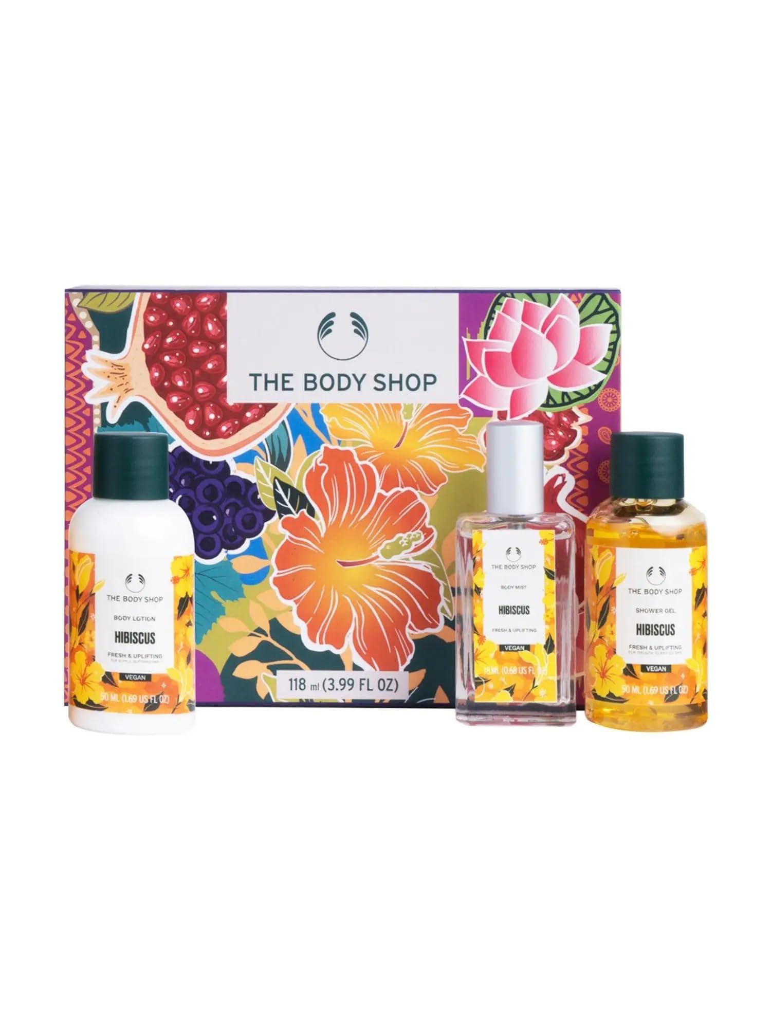 The BodyShop's Hibiscus Bath and Body Gift Set, Shower Gel, Body Lotion, Body Mist, 3.99 fl oz
