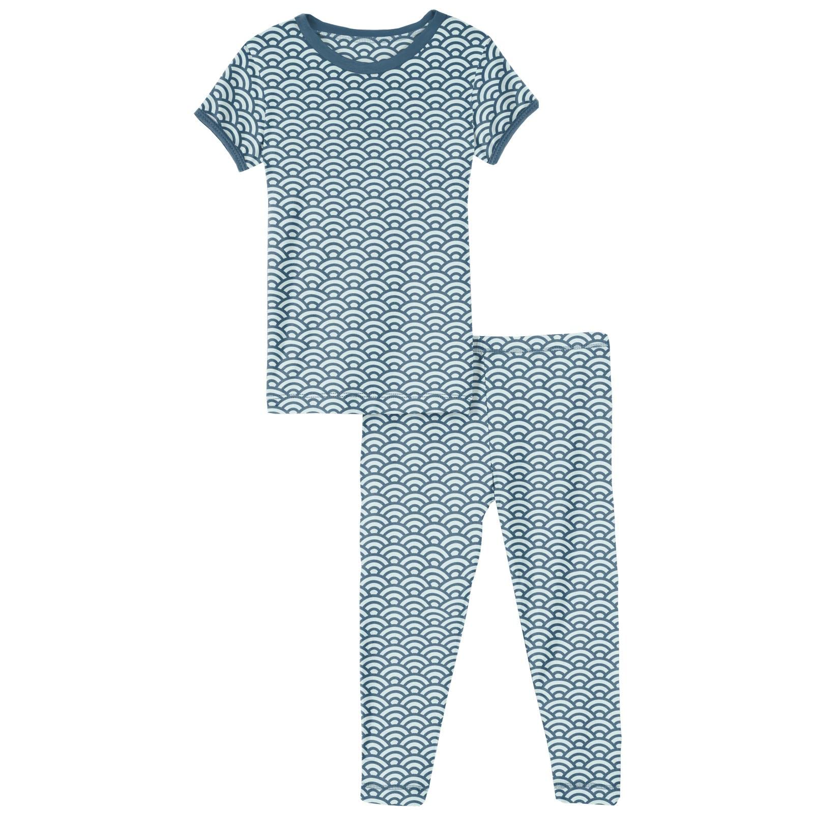 Kickee Pants Short Sleeve Pajama Set (Toddler/Little Kids) Fresh Air Waves 5 (Little Kids)