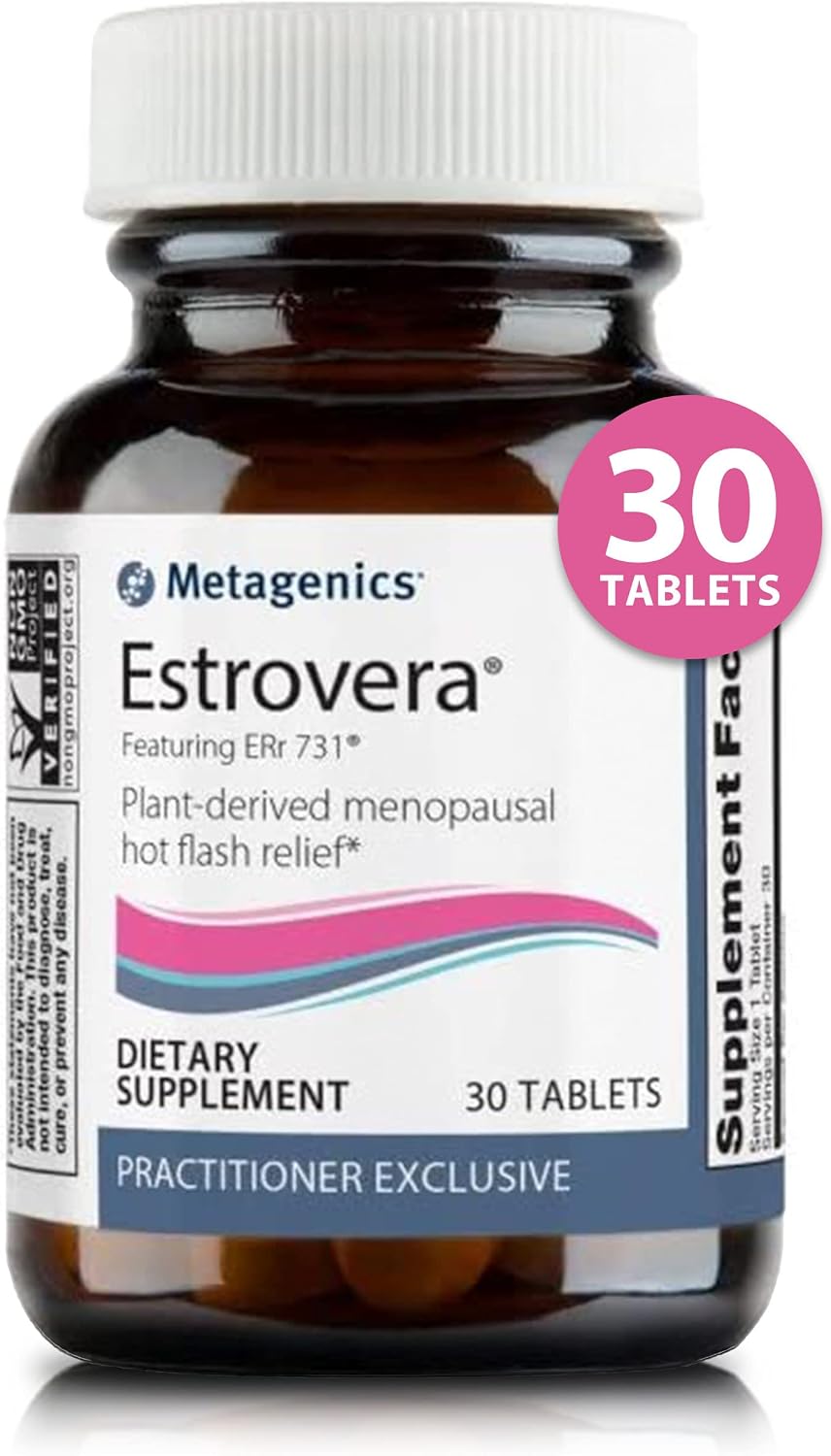 Metagenics Estrovera - Plant Derived Menopause Hot Flash Relief, Formulated with Rhubarb Root Extract to Help Relieve Hot Flashes, Night Sweats and Sleep Disturbances, 30 Tablets, 1 Month Supply