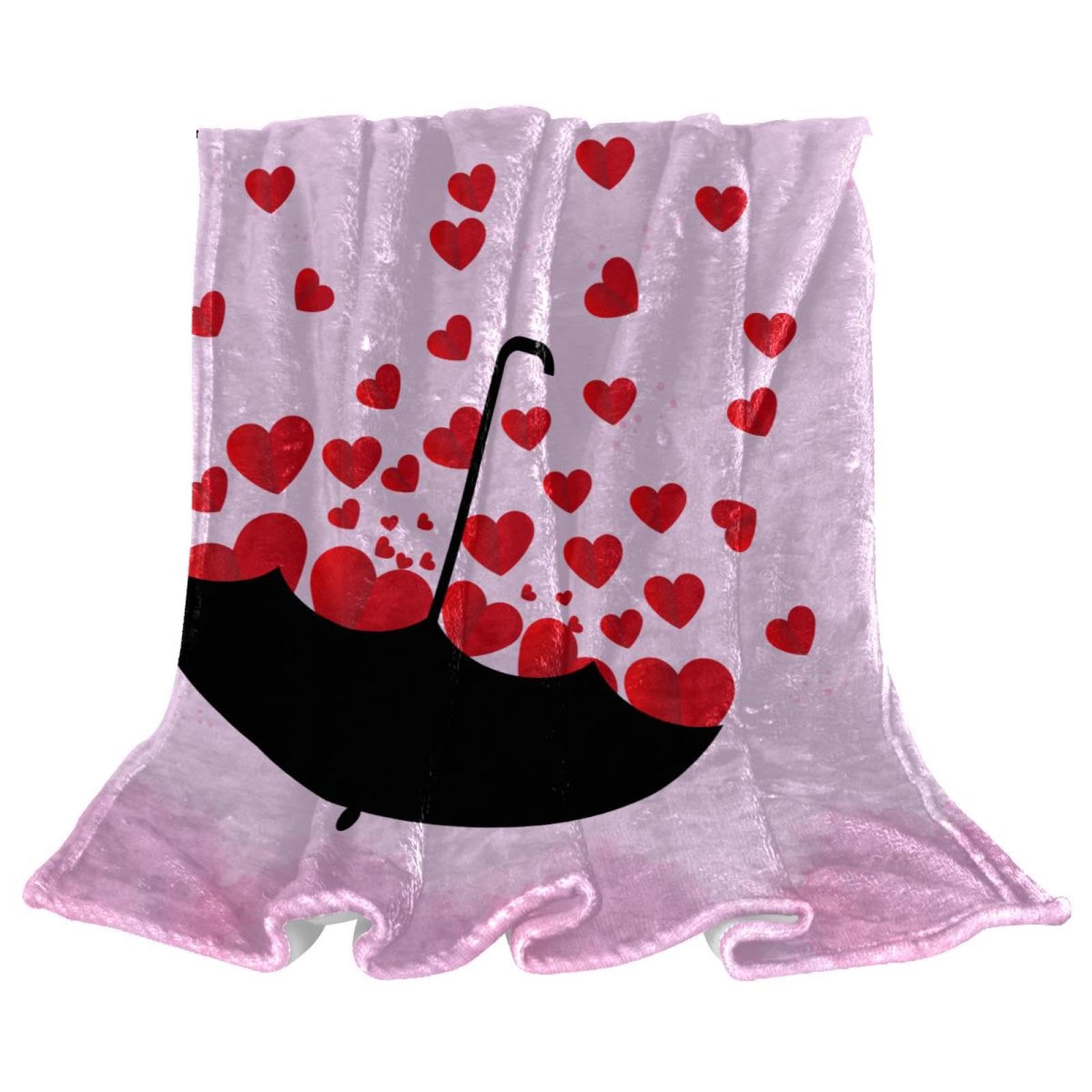 Couverture polaire haut de gamme plaid doux motifs cœurs rouge