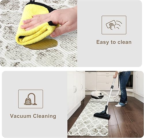 Miniatura 5 de KIMODE Tapete de cocina antifatiga, 17 x 47 pulgadas + 17 x 29 pulgadas, juego de 2 alfombras de cocina marroquíes, tapetes de cocina para suelo