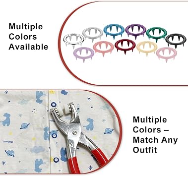100 Sets Popper Fasteners Kit with Pressure Pliers, Snap Button Fastener Kit for DIY Crafts Clothing Sewing, Snap Installation Tool with Box (Colorful, 100)