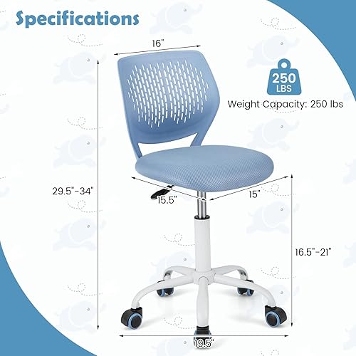 Miniatura 24 de POWERSTONE Silla pequeña de escritorio para oficina en casa, silla giratoria para computadora de estudio, silla de trabajo de altura ajustable con